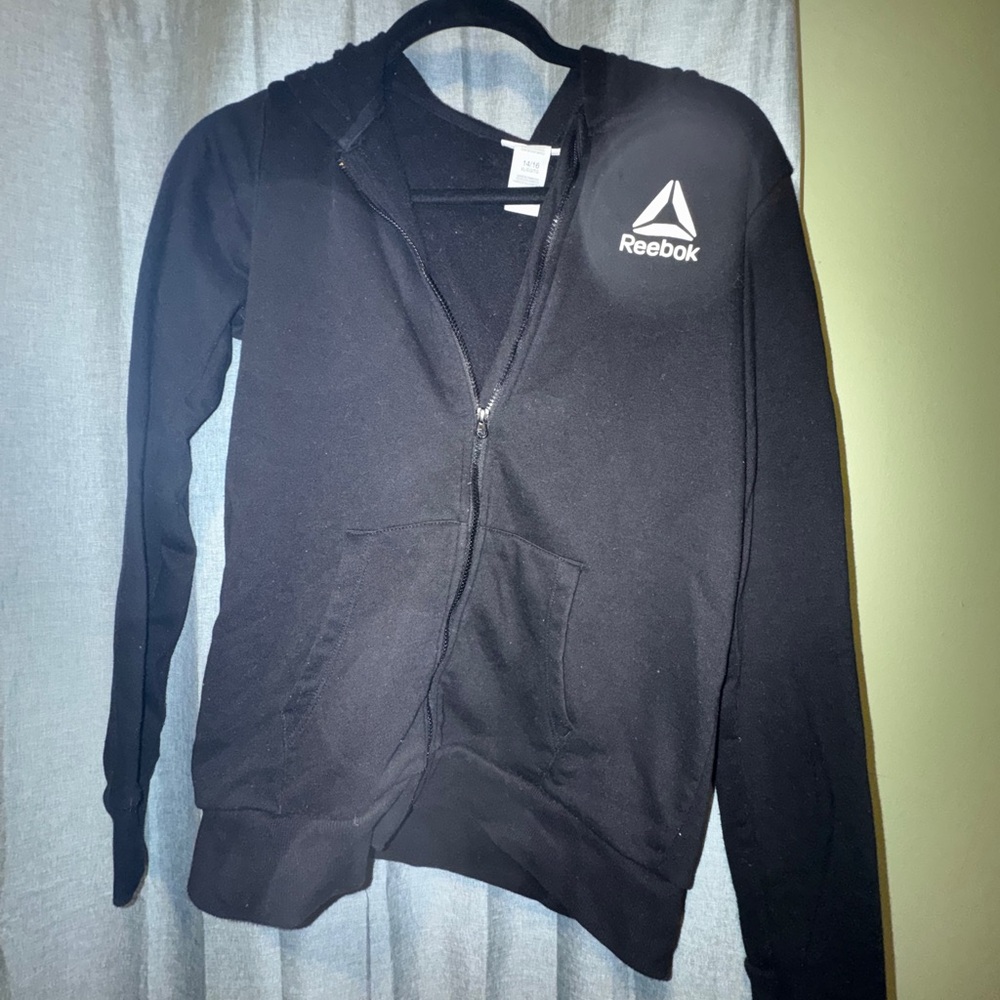 Reebok Black Full-Zip Hoodie with White Logo